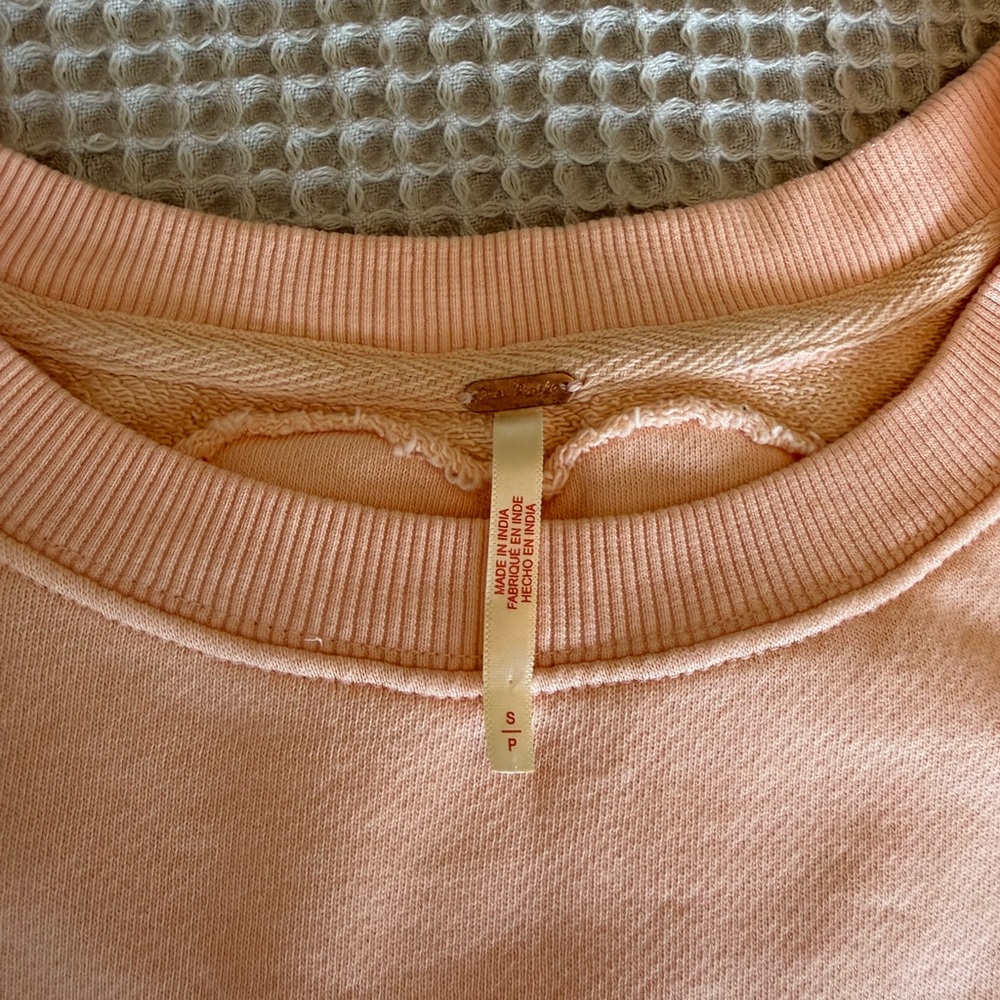 Free People Light Peach Ribbed Sweatshirt - Picture 3 of 3